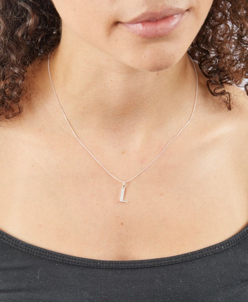 Initial l hot sale necklace silver