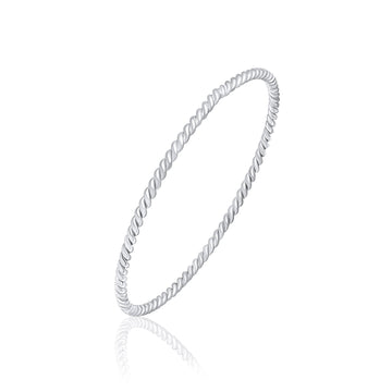 Sterling Silver Round Twist Rope Bangle