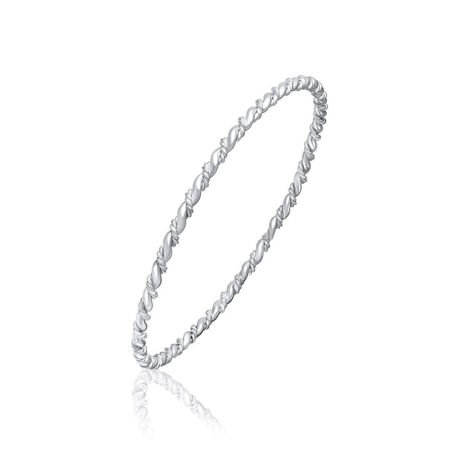 Sterling Silver Round Twist Rope Bangle