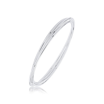 Sterling Silver Round Russian Bangle