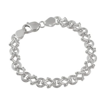 Silver Circle Square Link Bracelet