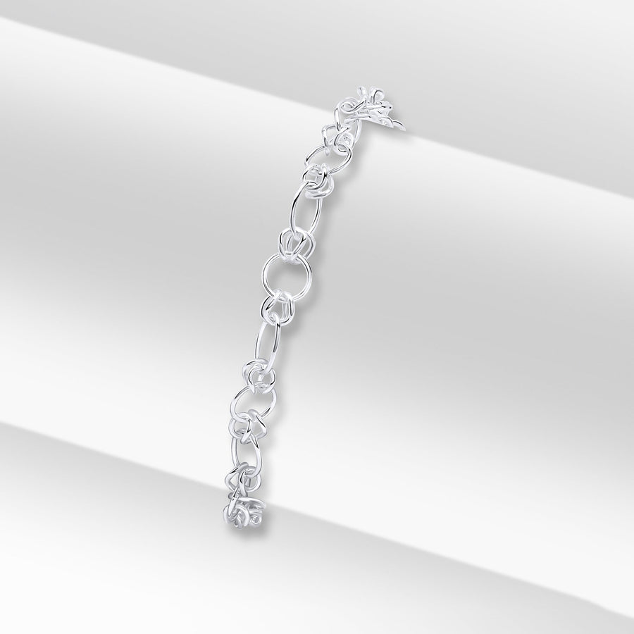 Silver Oval & Round Link Bracelet