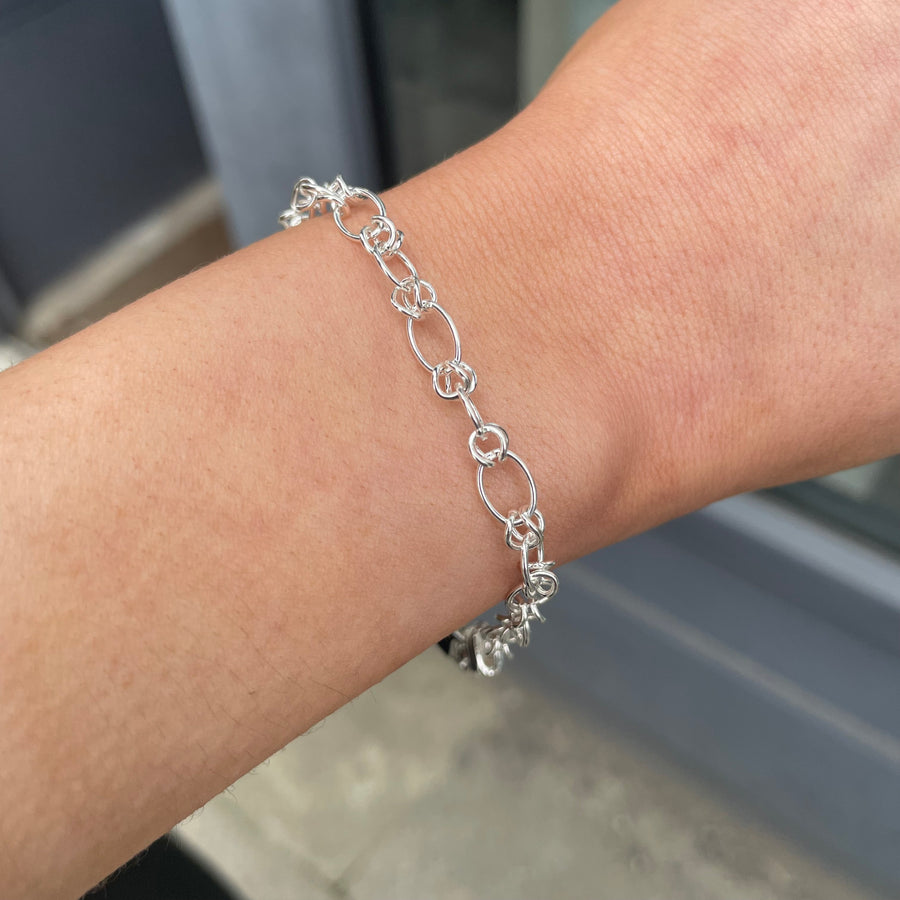 Silver Oval & Round Link Bracelet