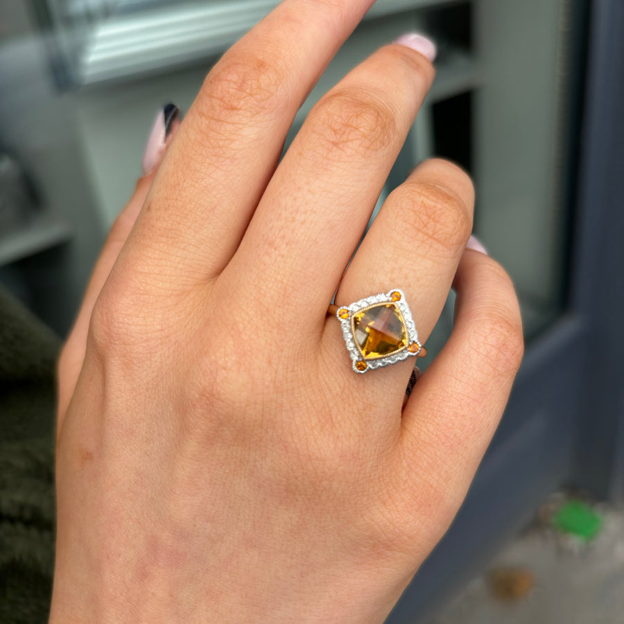 Citrine & Diamond Ring