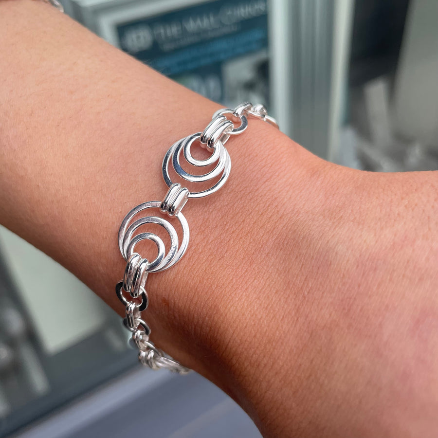 Silver Multi-Circle Link Bracelet