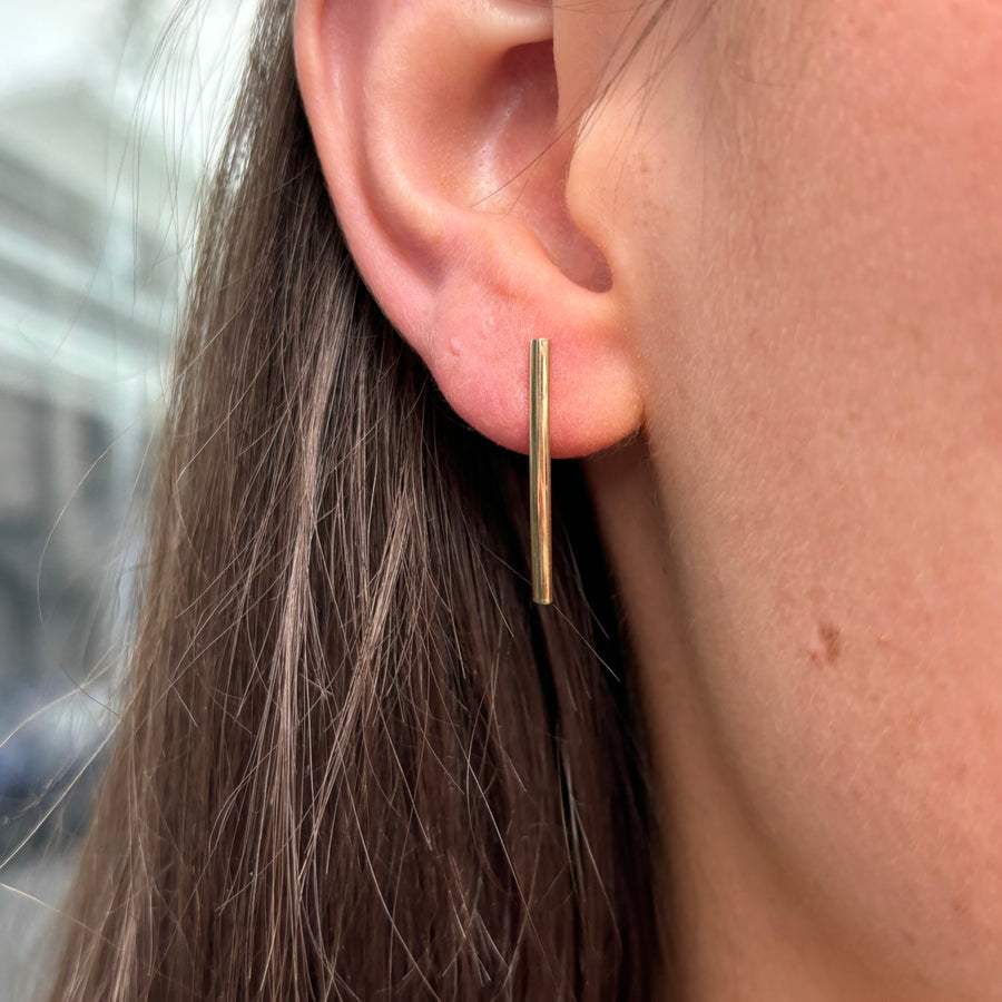 9ct Gold Bar Drop Earrings