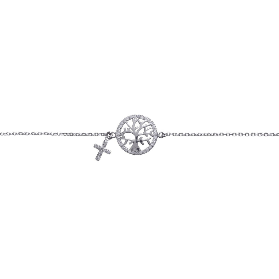 Sterling Silver Tree of Life & Cross Bracelet