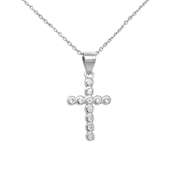 Sterling Silver Cz Cross Necklace