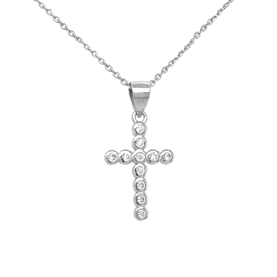 Sterling Silver Cz Cross Necklace