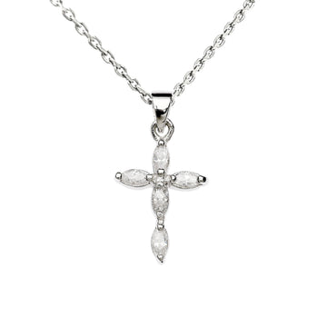 Sterling Silver CZ Cross Necklace