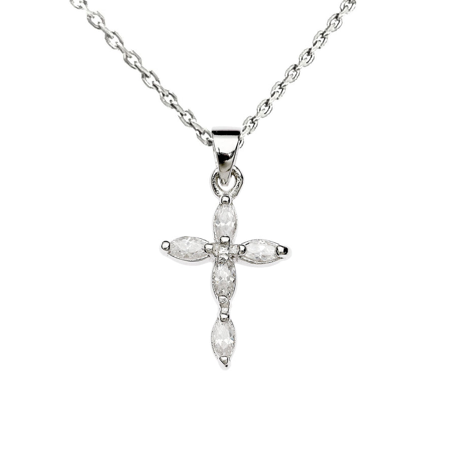 Sterling Silver CZ Cross Necklace