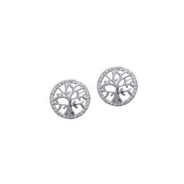 Sterling Silver Tree of Life Stud Earrings