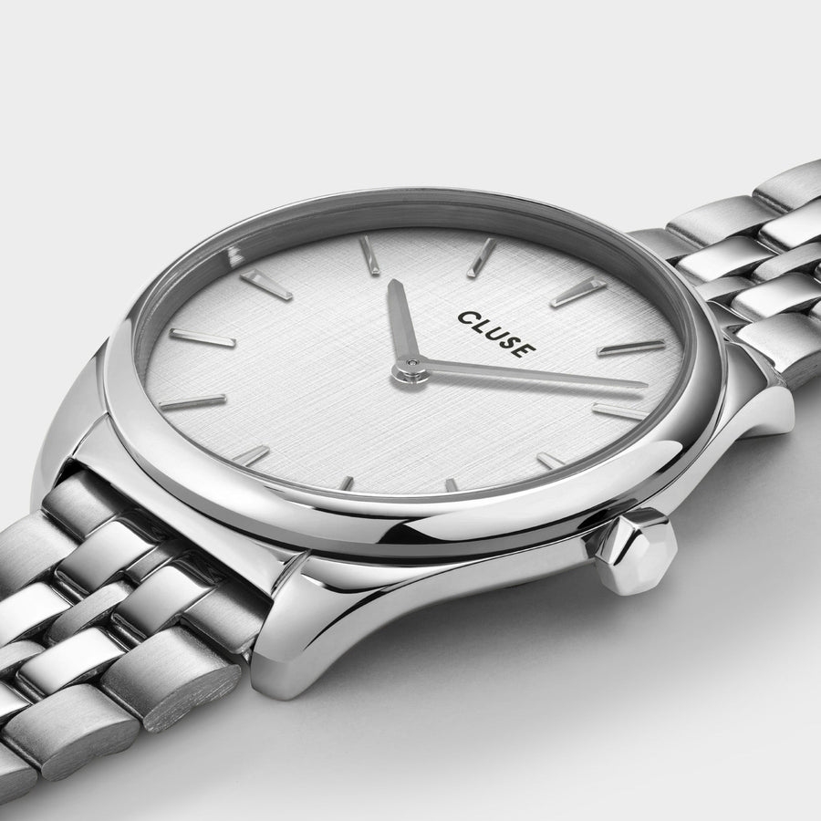 Cluse - Féroce Petite Watch Steel, Silver Linen, Silver Colour