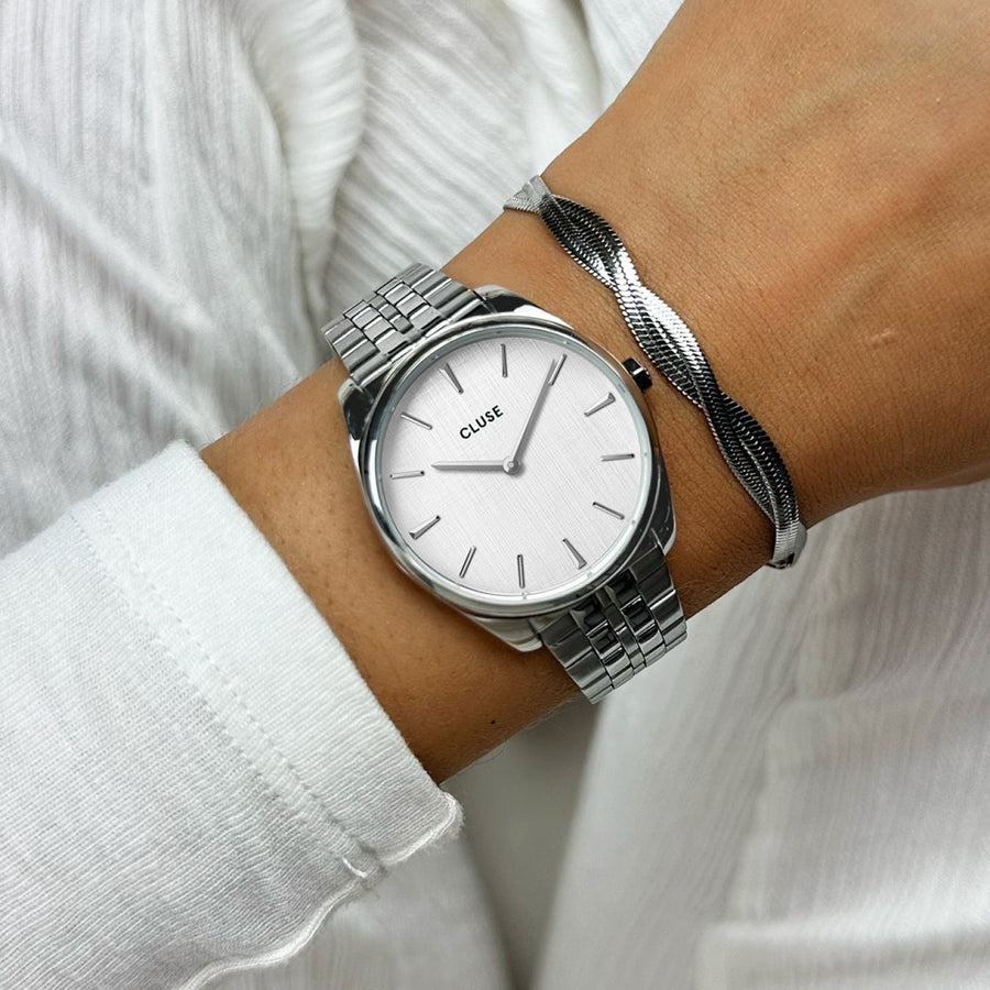 Cluse - Féroce Petite Watch Steel, Silver Linen, Silver Colour