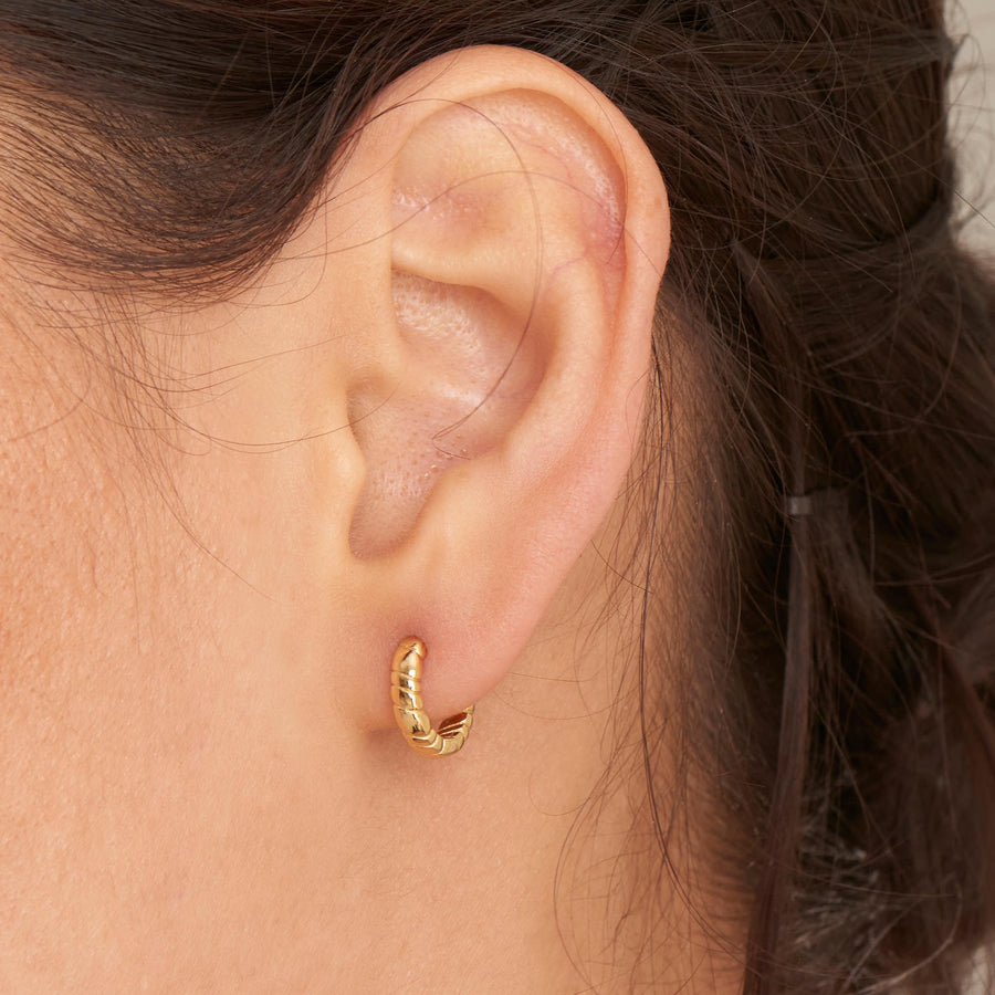 Ania Haie - Gold Smooth Twist Huggie Hoop Earrings