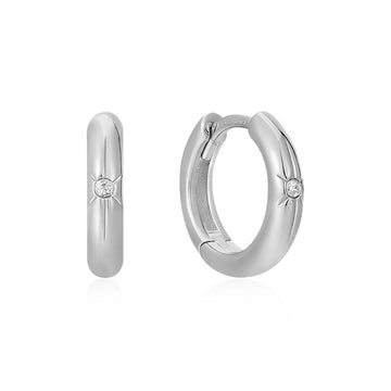 Ania Haie - Silver Star Huggie Hoop Earrings