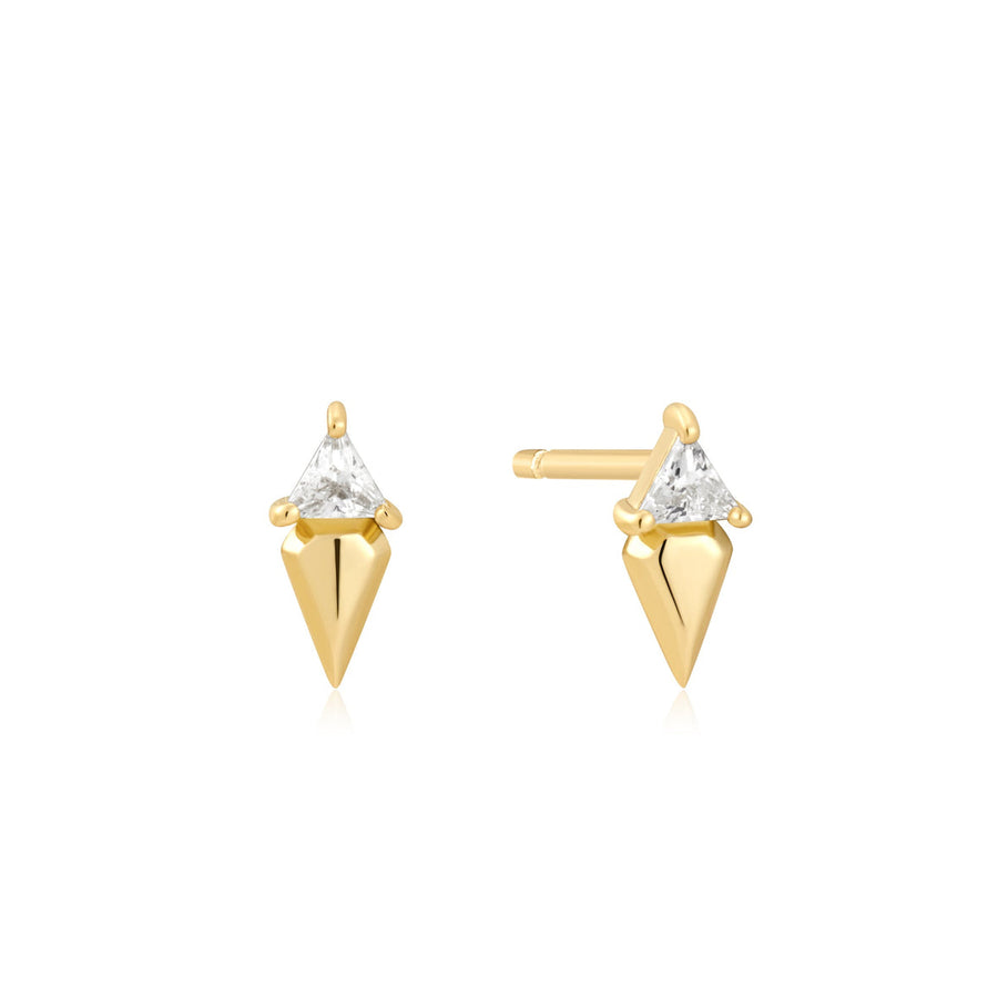 Ania Haie - Gold Triangle Cubic Zirconia Geometric Stud Ear Jackets