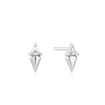 Ania Haie - Silver Triangle Cubic Zirconia Geometric Stud Ear Jackets