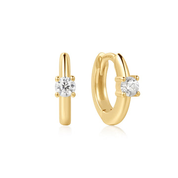 Ania Haie - Gold Solitaire Cubic Zirconia Mini Huggies