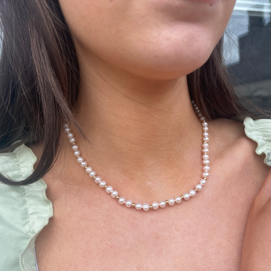 9ct Gold Pearl & Bead Necklace