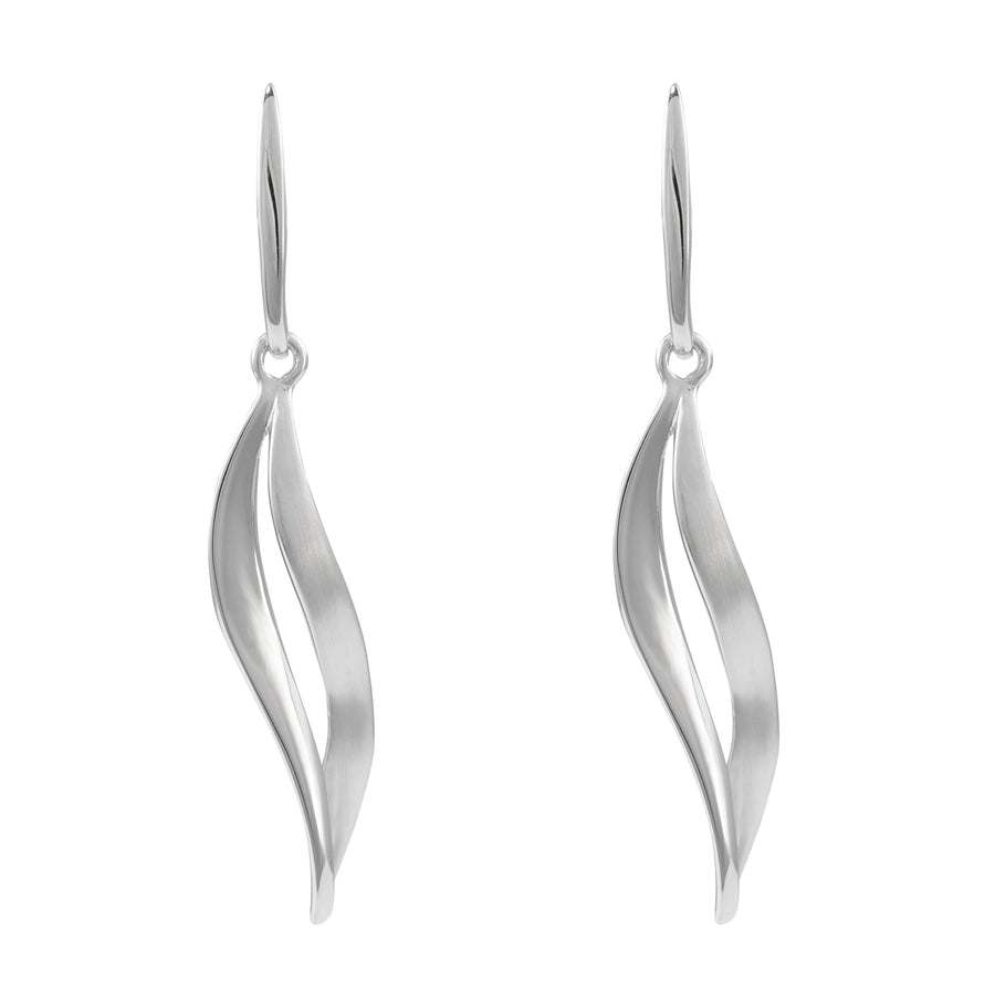 Silver Wave Drop Earrings