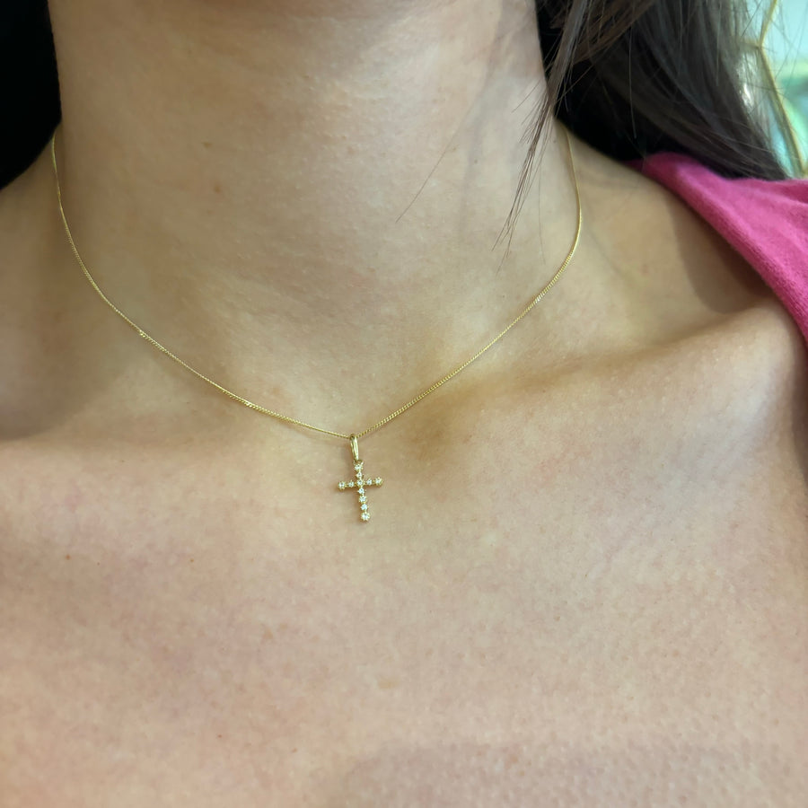 9ct Gold Cz Cross Pendant