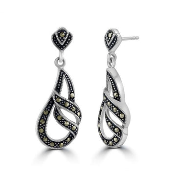 Marcasite Floral Drop Earrings