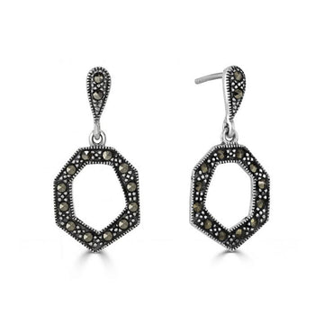 Marcasite hexagonal Drop Earrings