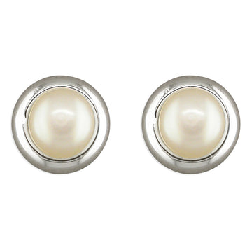 Silver Pearl Stud Earrings