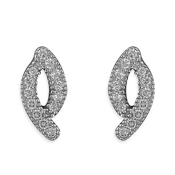 Silver Curve CZ Stud Earrings