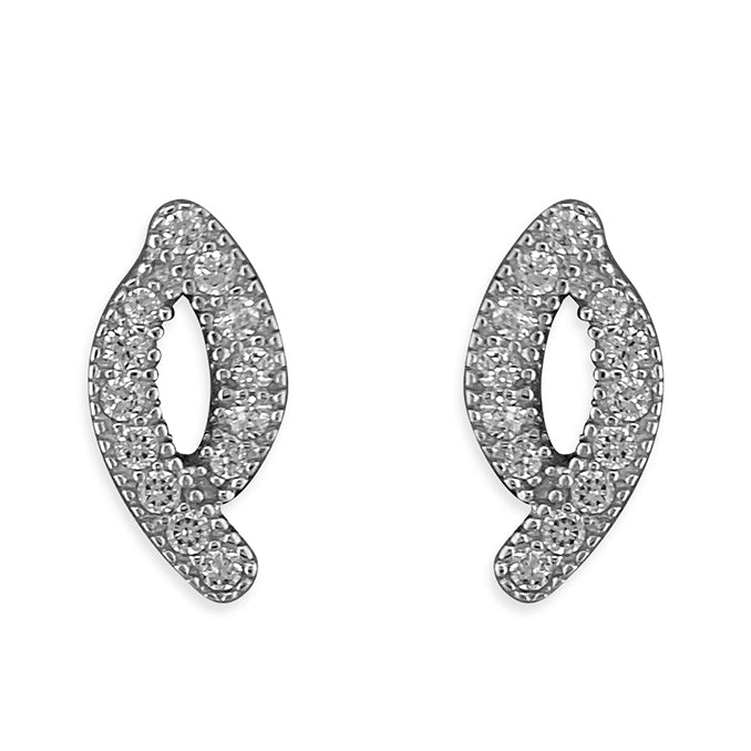 Silver Curve CZ Stud Earrings