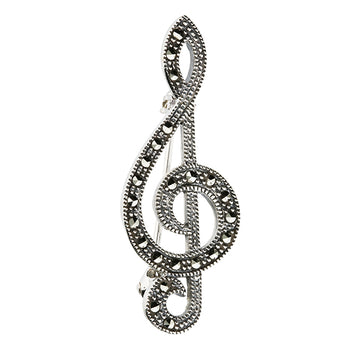 Marcasite Treble Clef Brooch