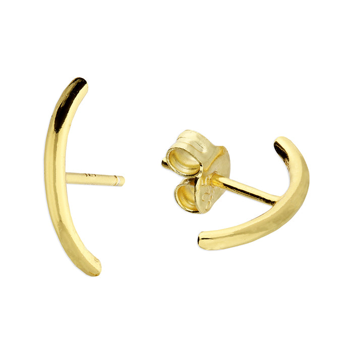 Silver Gold Plated Curved Bar Earrings