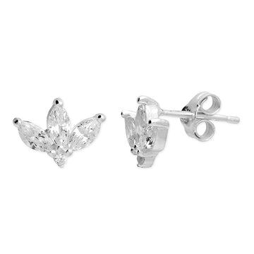 Silver Lotus Flower Stud Earrings