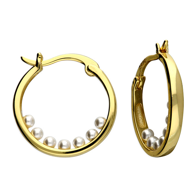 Silver Gold Plated Pearl Hoop Earrings