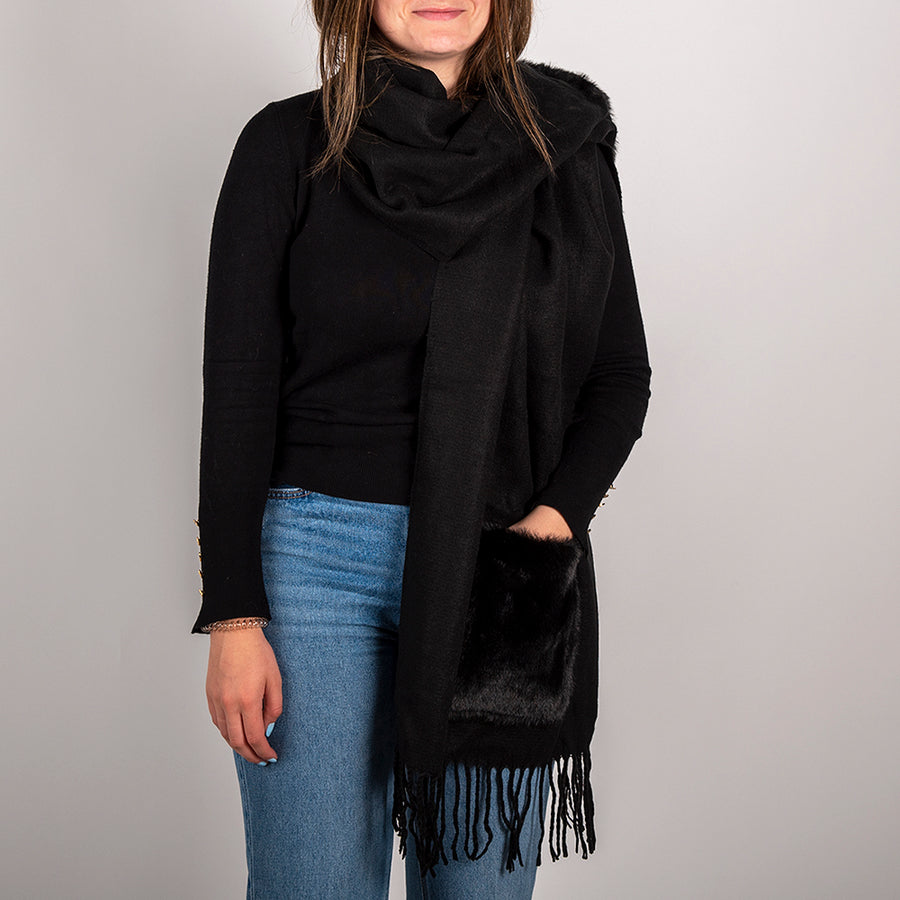 Black Pocket Scarf