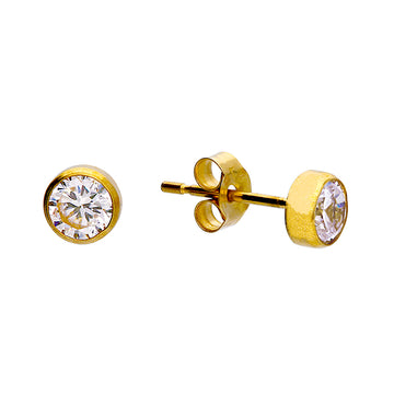 9ct Gold Rubover Cz Earrings