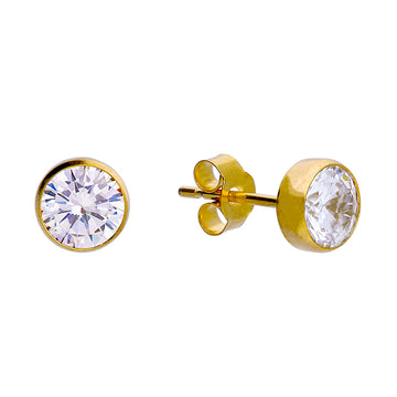 9ct Gold Rubover Cz Earrings