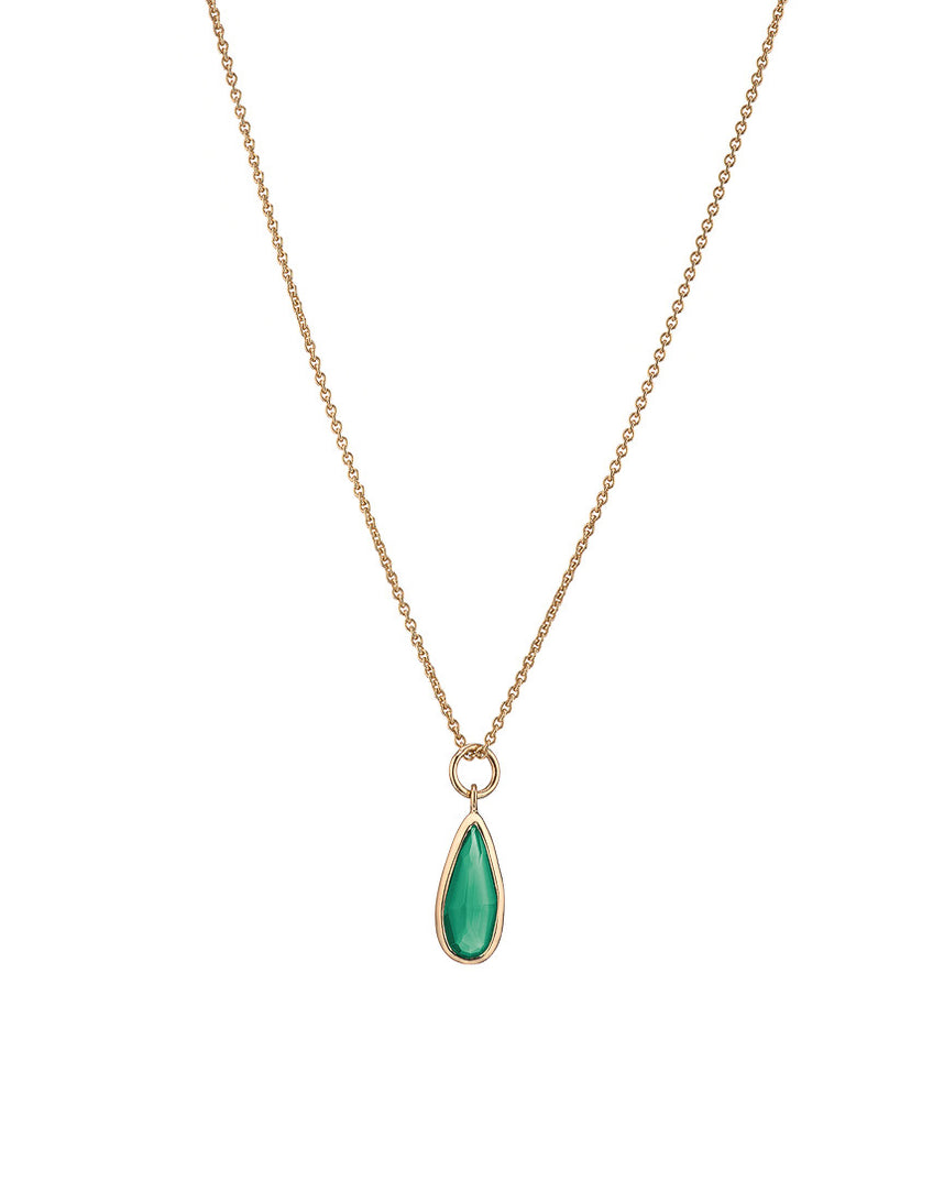 Mary-K - Gold Green Onyx Slim Droplet Necklace