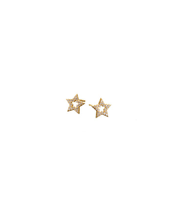 Mary-K - Gold Pave Open Star Stud Earrings