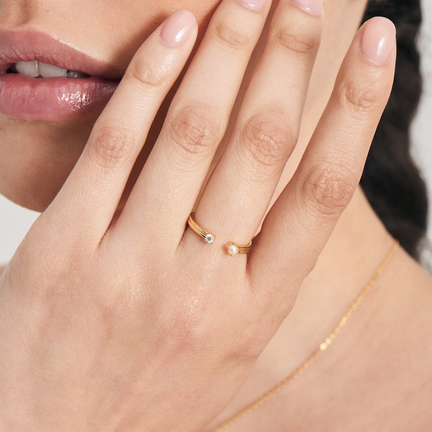 Ania Haie - Gold Pearl Sparkle Adjustable Ring