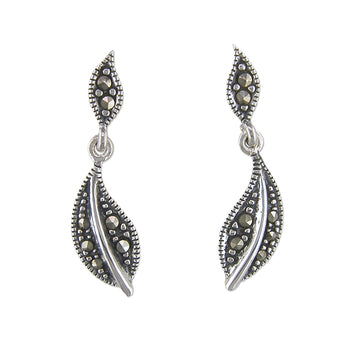 Marcasite Leaf Drop Earrings