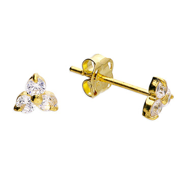 9ct Gold Trilogy Cz Stud Earrings