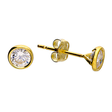 9ct Gold Rubover Cz Earrings