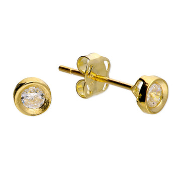 9ct Gold Rubover Cz Earrings