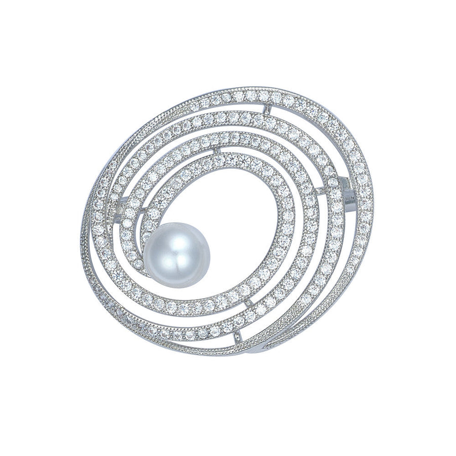 Knight & Day - Swirling CZ Brooch