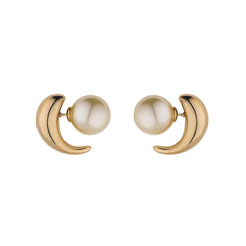 Knight & Day - Doubled Sided Faux Pearl & Gold Plated Earrings