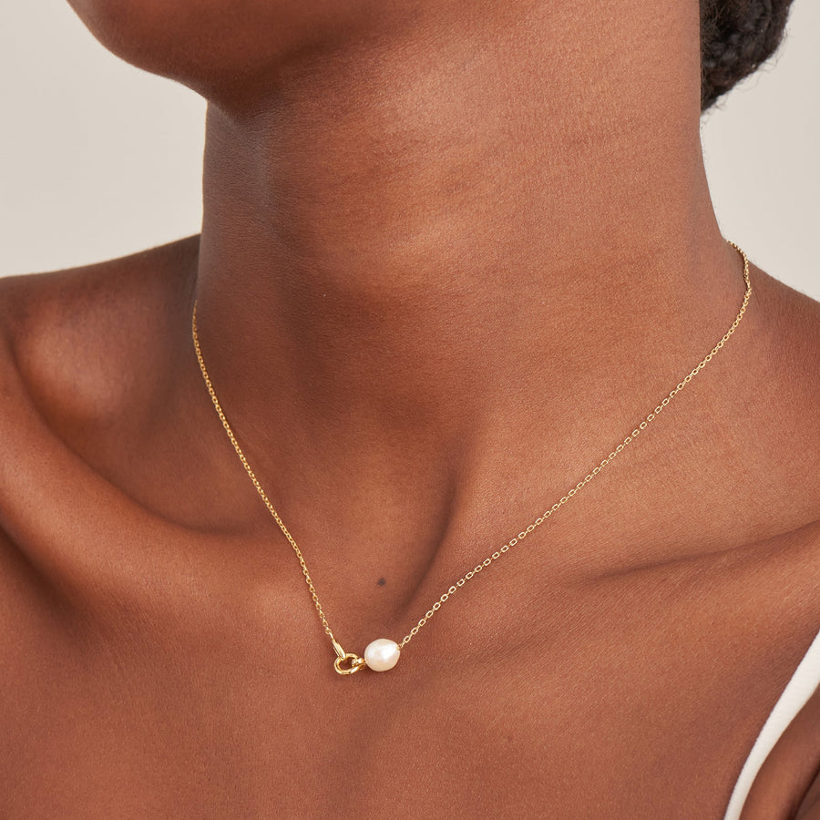 Ania Haie - Gold Pearl Link Chain Necklace