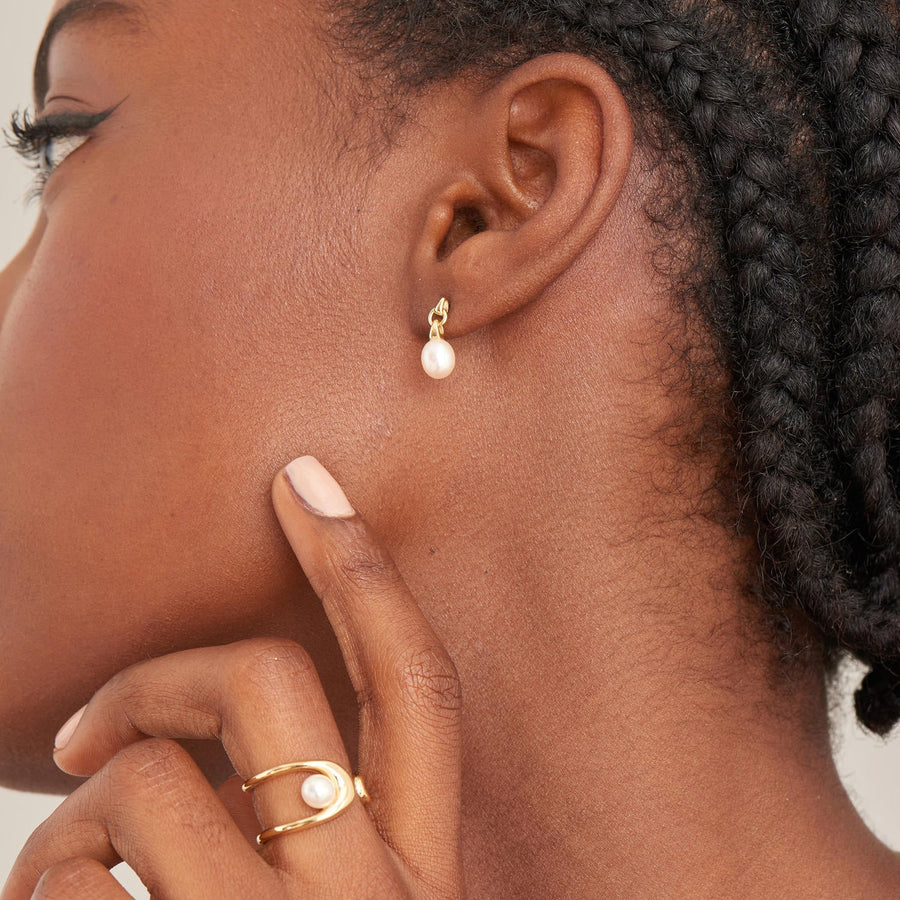 Ania Haie - Gold Pearl Drop Stud Earrings