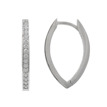 Silver Cz Navette Hoop Earrings